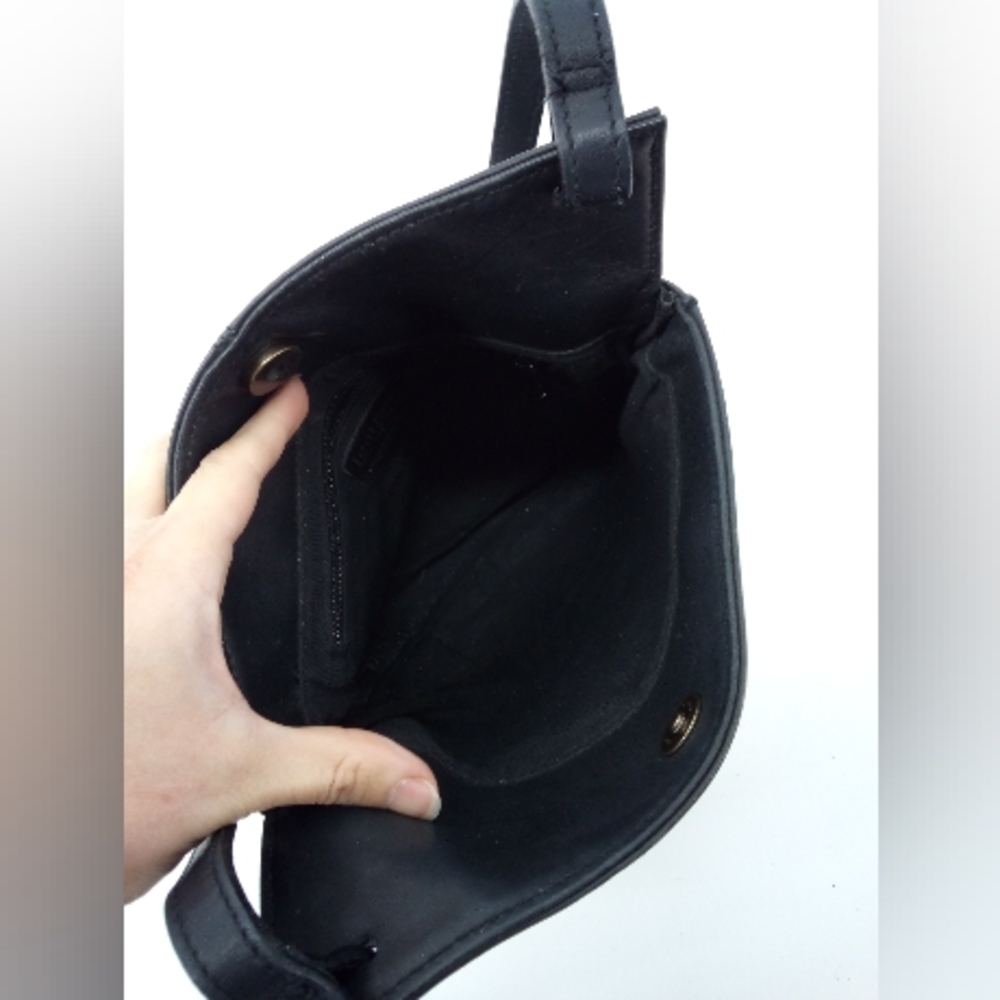 Vintage Leather Co. Liz Claiborne Black Genuine Leather Shoulder Bag Work VTG - Picture 9 of 15